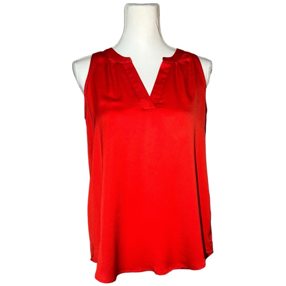 Jade Melody Tam Women's Small Tank Top Split Neck Blouse Red